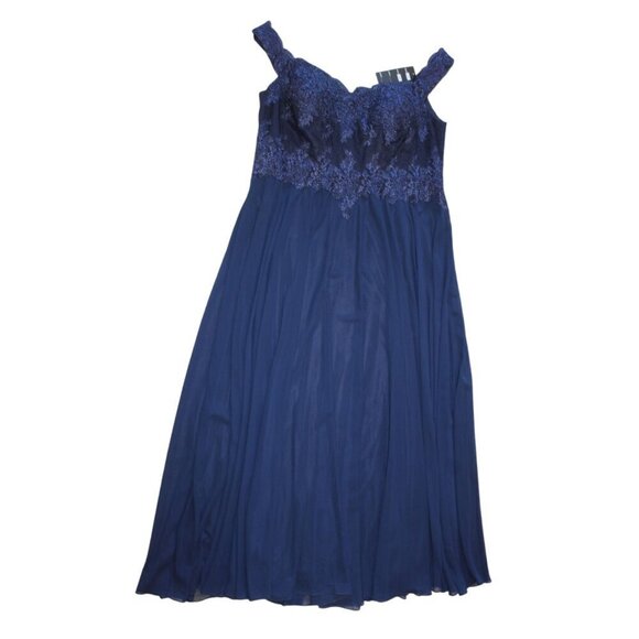 NWT Cinderella Divine Chiffon Maxi Dress 4XL Embellished Gown Blue Off Shoulders - Picture 8 of 12